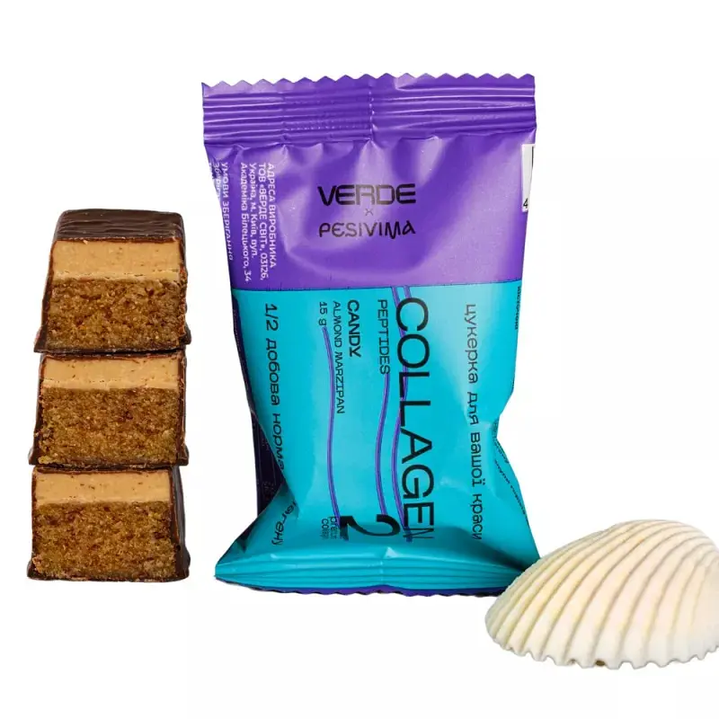 Конфета с коллагеном Verde&Pesivima Collagen Миндаль-Марципан 15 г  - фото 2