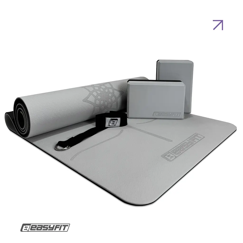 Набор для йоги и фитнеса EasyFit Polarity Set PRO (Stone): коврик, два блока и ремень - фото 2