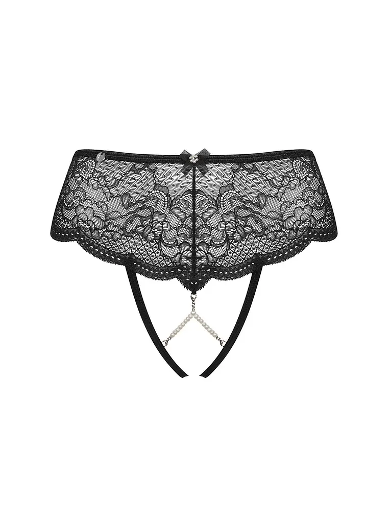 Трусики з відкритим доступом Obsessive Pearlove L/XL (чорний) - фото 7