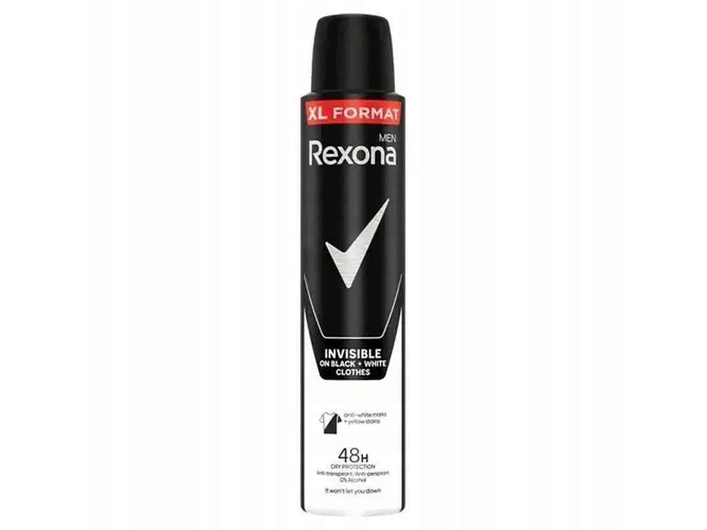 Дезодорант-антиперспірант REXONA 200 мл Невидимий на чорному і білому одязі