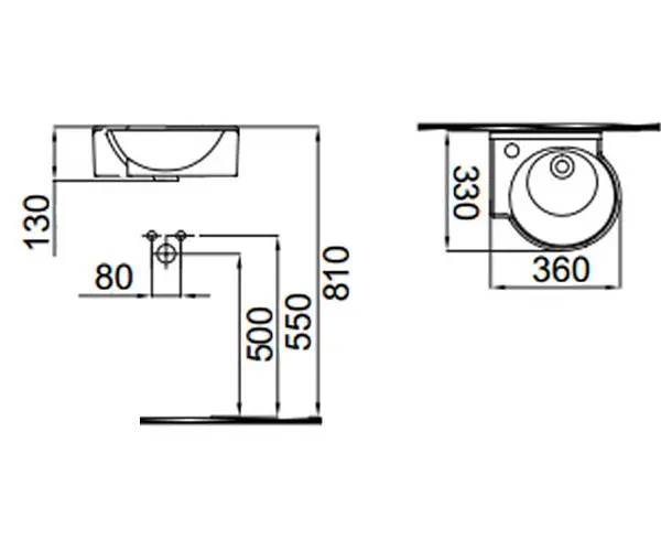 Раковина Idevit Myra Mini 33x36 0201-0367-07 лівий, Чорний - фото 2