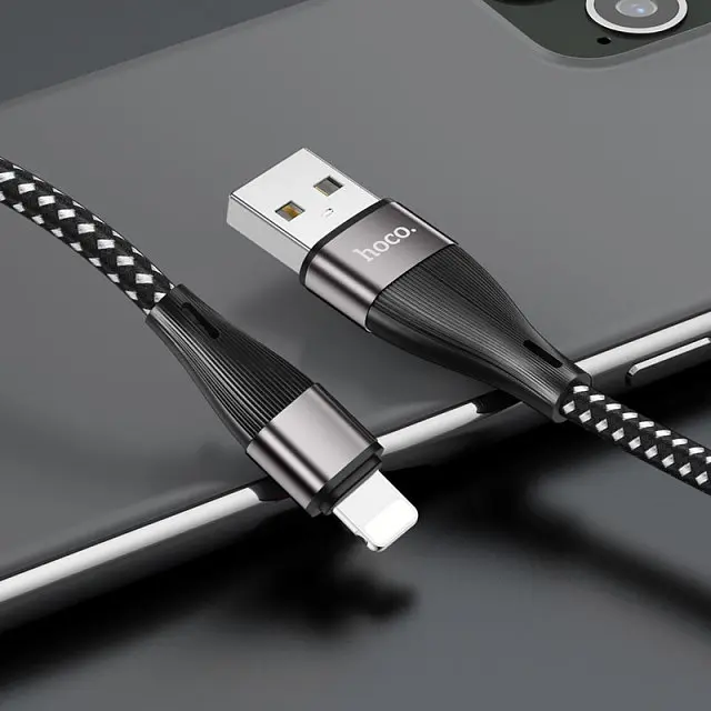 Кабель Hoco X57 Pisces Cable USB to Lightning 2,4A 1m Black - фото 2