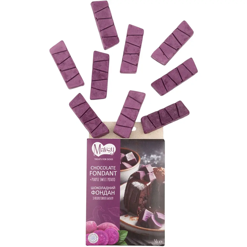 Лакомство для собак Mavsy от 3 месяцев шоколадный фондан с фиолетовым бататом 50 г - фото 2