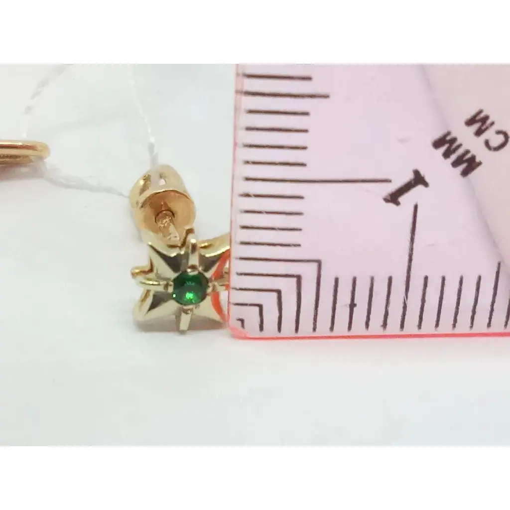 Золоті сережки-пуссети Родинні коштовності з фіанітами. 11120035 - фото 4