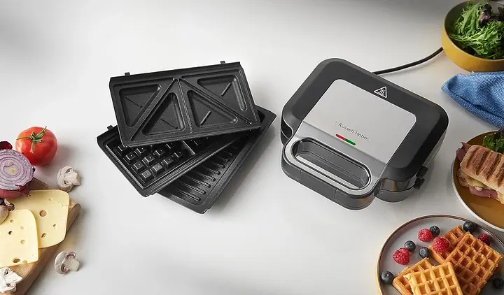 Мультимейкер Russell Hobbs 750 Вт комплект 3 пластины алюминий корпус нержав. сталь пластик черный-серебряный - фото 5