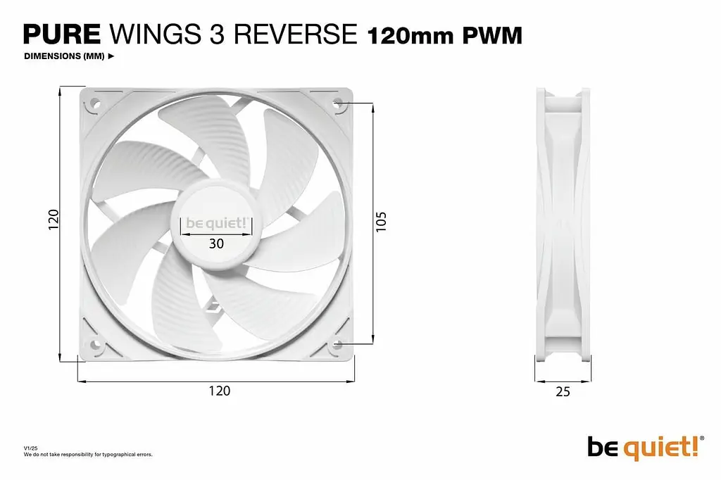 Комплект вентиляторів be quiet! PURE WINGS 3 120mm PWM Reverse 3 шт (BL136) - фото 3