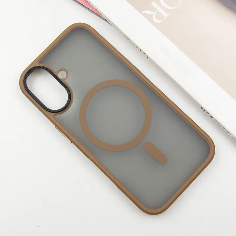 TPU+PC чохол Metal Buttons with MagSafe для Apple iPhone 16 (6.1) Золотий / Gold - фото 2
