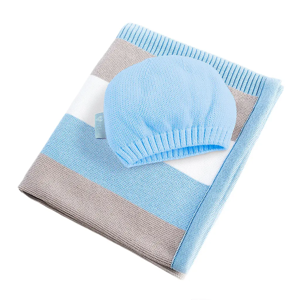 Дитячий плед в'язаний Ideia + шапочка, блакитний, 90х70 см (8-29909) - фото 4