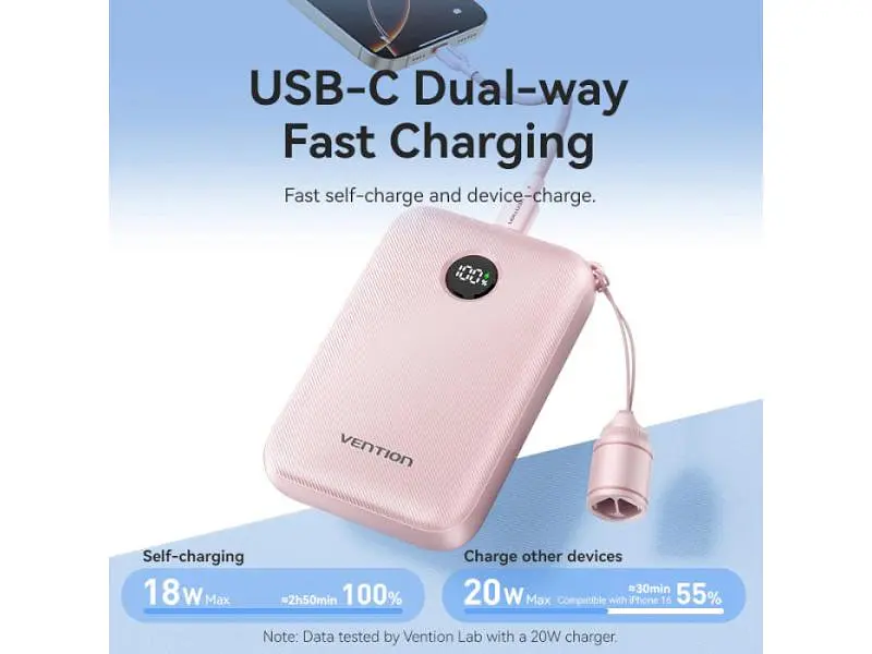 Зовнішній акумулятор (Power Bank) Vention 10000mAh 22.5W Beige (FKAN0-C) - фото 7