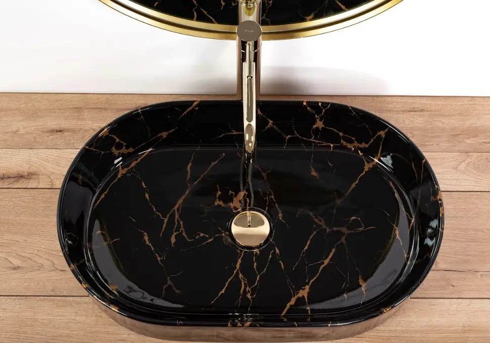Умивальник Rea Nadia 61x38,5 black marble shiny (REA-U0539), Глянцева - фото 3