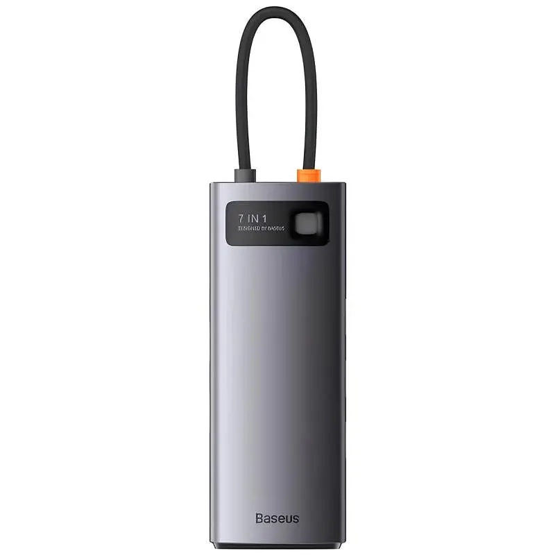 Перехідник HUB Baseus Metal Gleam Series 7-Port Clarity (Type-C to HDMI+USB3.0*3+PD+SD/TF) (B000307) Station Gray - фото 2