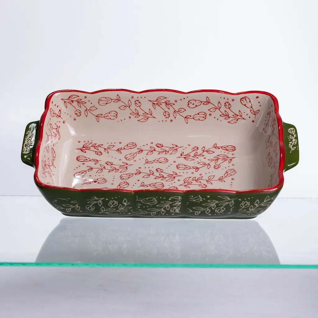 Форма для выпечки Vintage 28×17×5 (см) прямоугольная форма для выпекания в духовке с ручками Зеленый Yiwu HM05-10 - фото 2