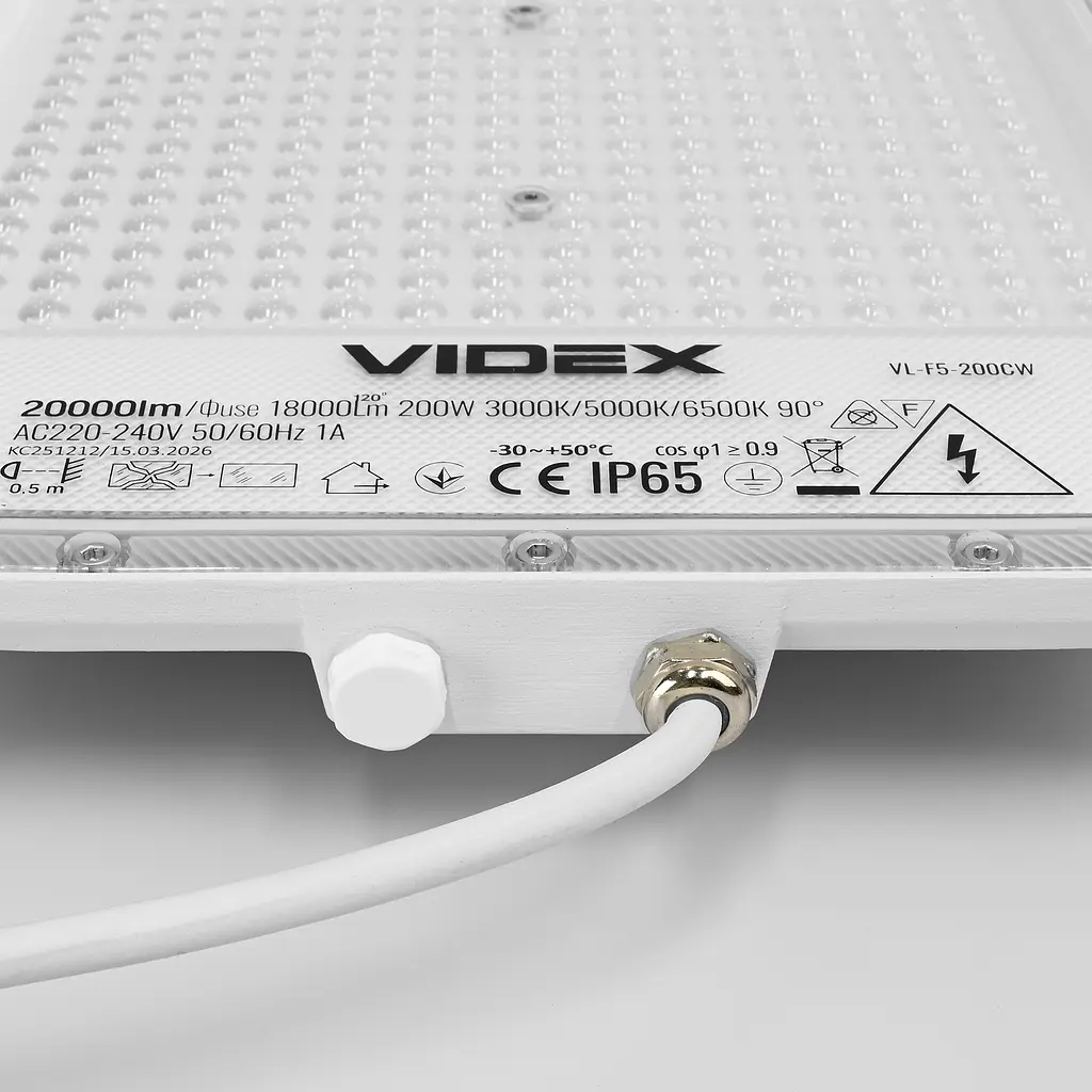 LED прожектор Videx F5, 200W 3000-5000-6500K 230V White (VL-F5-200CW) (29257-000)  - фото 9