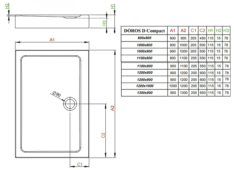 Душовий піддон Radaway Doros D Compact 100x90 SDRD1090-05 - фото 2