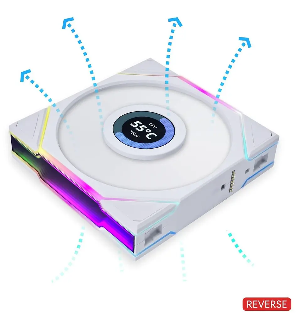 Вентилятор Lian Li Uni Fan TL Wireless LCD 120-1 Reverse White (G99.12RTLLCD1W1W.00) - фото 5