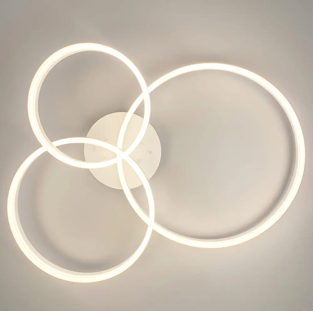 Потолочная LED люстра в белом на 3 кольца Line.F A 8008/3 WH - фото 3