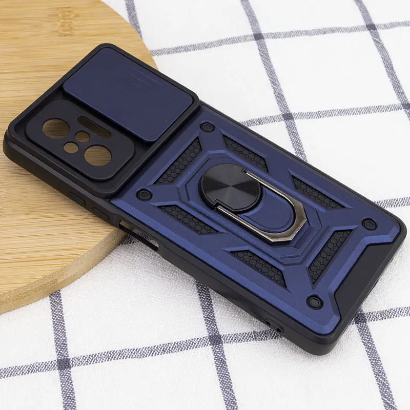 Ударостійкий чохол Camshield Serge Ring для Xiaomi Redmi Note 10 Pro / 10 Pro Max Синій, TPU+PC, Шторка на камеру - фото 4