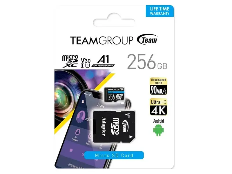 Карта пам'яті Team Elite microSDXC UHS-I (U3) V30 A1 + SD-адаптер 256 GB (TEAUSDX256GIV30A103) - фото 4