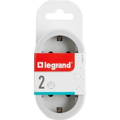Мережевий розгалужувач Legrand СТАНДАРТ 2х2К+З фронтальні розетки , колір Білий/Сірий (694516) - фото 4