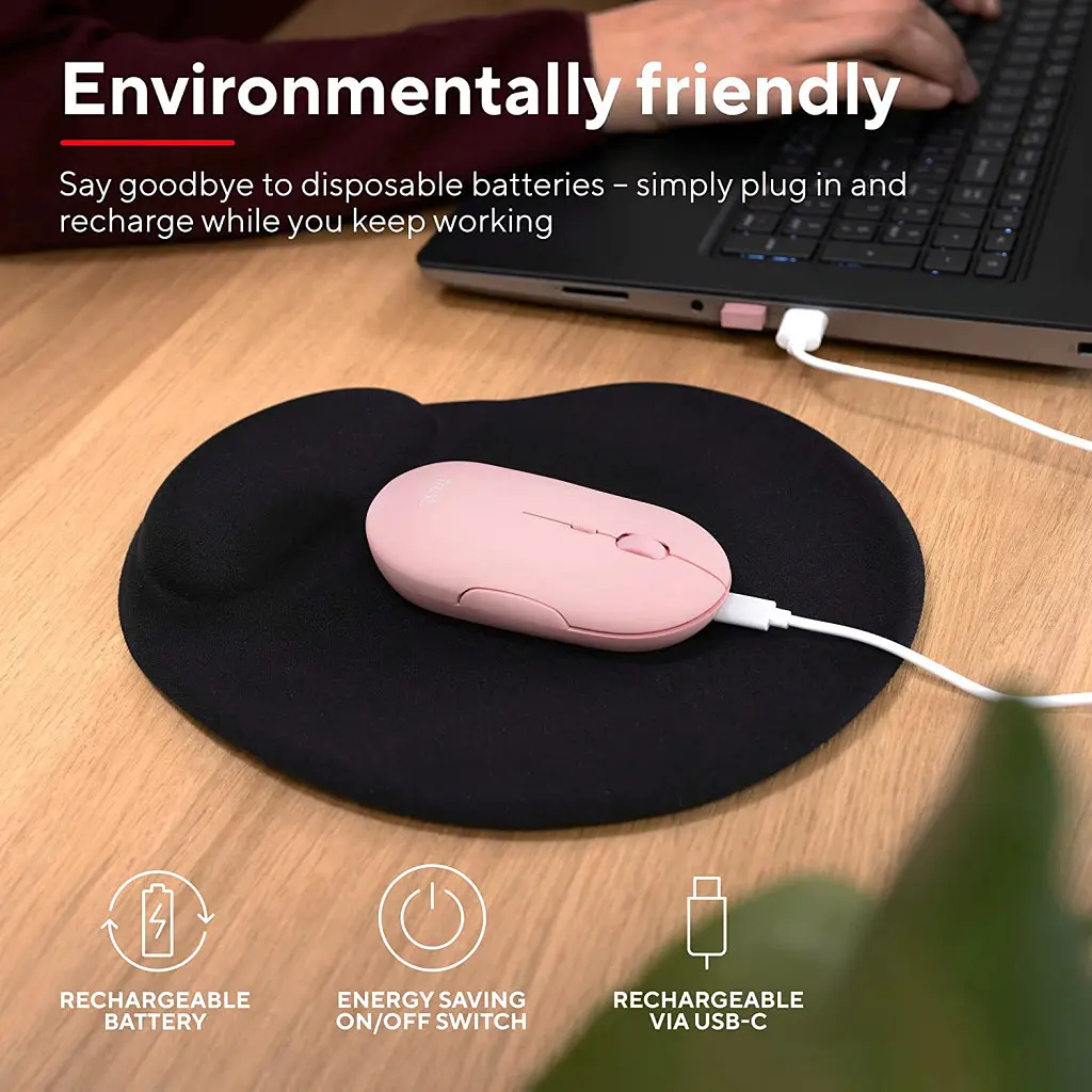 Мишка Trust Puck Wireless/Bluetooth Silent Pink (24125) - фото 12