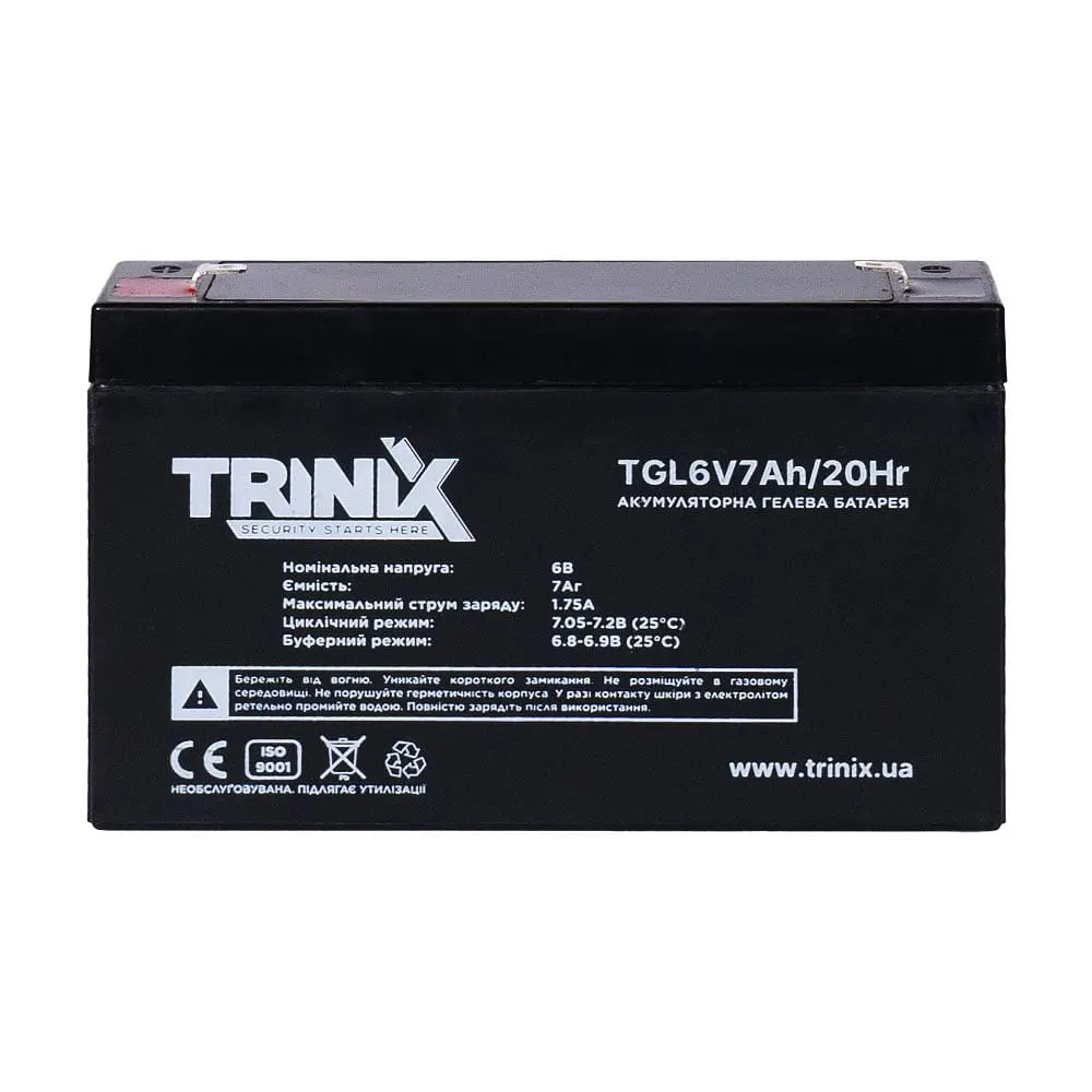 Аккумуляторная батарея гелевая 6В 7Ач Trinix TGL6V7Ah/20Hr GEL (44-00072) - фото 2