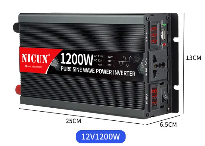 Інвертор Чистий синус 1200W, 12В в 220В, Перетворювач напруги, підходить для газових котлів, холодильників та будь-яких інших домашніх електроприладів. - фото 3