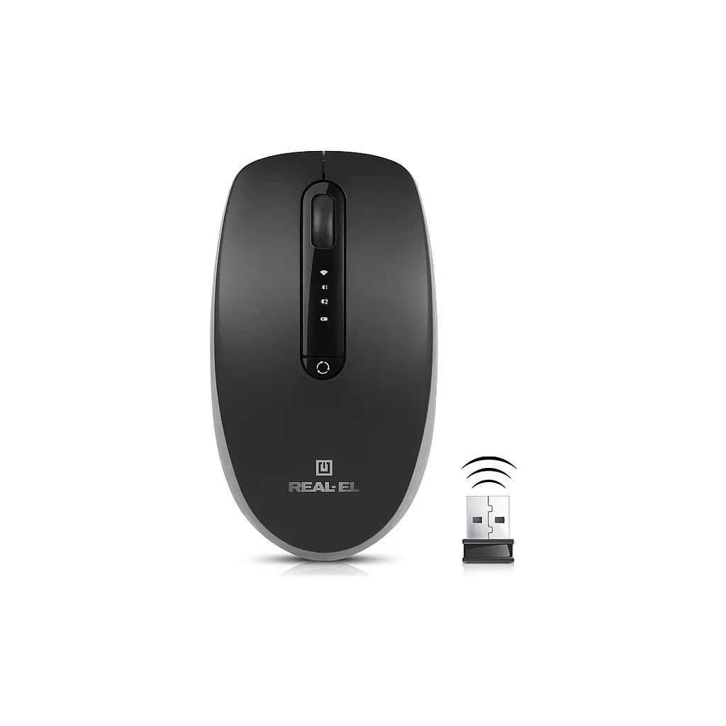 Мишка REAL-EL RM-455W Wireless/Bluetooth Black/Gray (EL123200047) - фото 4