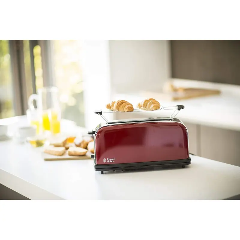 Тостер Russell Hobbs Classic, 1100Вт, металл, длинные слоты, красный - фото 9