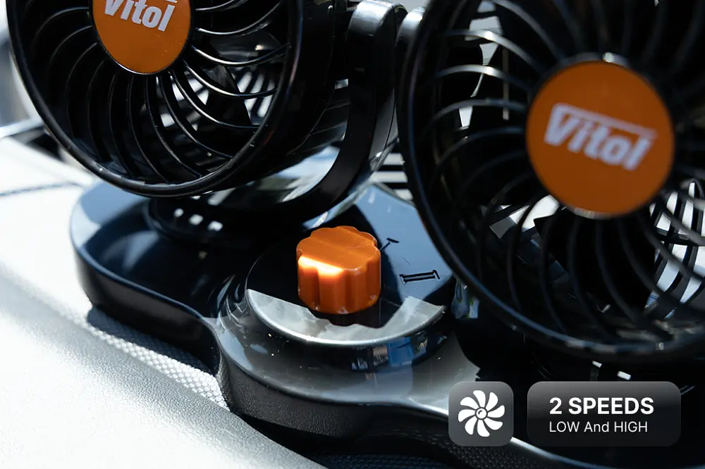 Автомобільний вентилятор Vitol 4" 24V 10W на підставці подвійний дві швидкості два регулювання (HX-T304-1) - фото 3