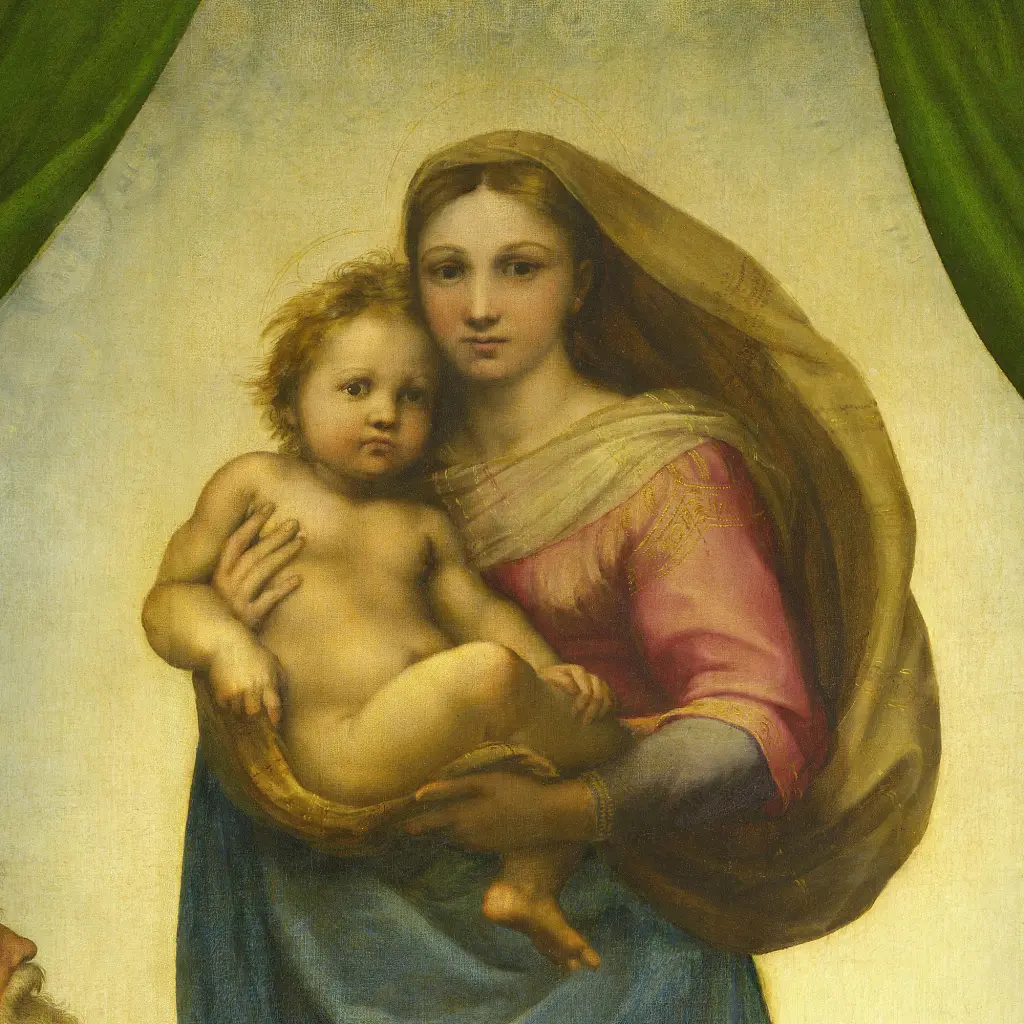 Інтер'єрна картина Сікстинська Мадонна, Рафаель, Raphael, Sistine Madonna, релігійний декор, 80×60 см (id6652) - фото 7