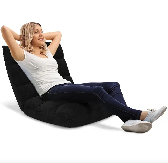 Крісло Costway Tiktok підлогове з регульованою спинкою чорний - фото 6