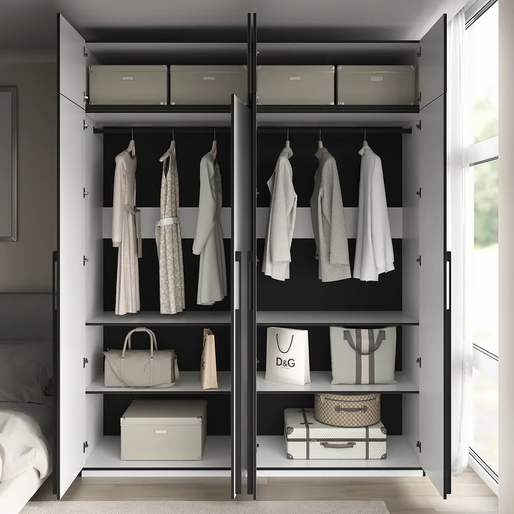 Шафа для одягу Flamecame у спальню з двома штангами на 4 двері FR-18 Кверкус - фото 4