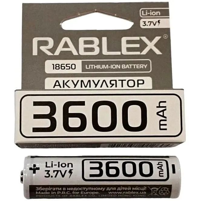 Літій-іонний акумулятор Rablex 18650 3600 mAh (Li-ion) 3.7 V Original - фото 4