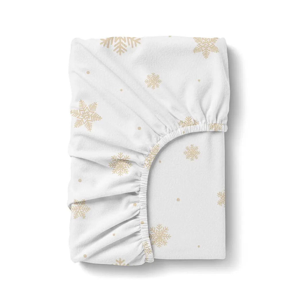 Простирадло на резинці фланель 160х200х30 SNOWFLAKES GOLD COSAS (4822052475904)