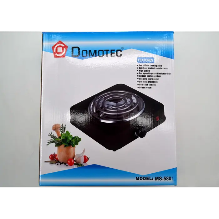 Плита електрична однокомфоркова спіральна Domotec MS-5801 1000W електроплита СІРА - фото 3