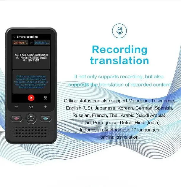 Голосовой переводчик AI Translator T18 Wi-Fi Bluetooth (138 языков) 1400 мАч - фото 5
