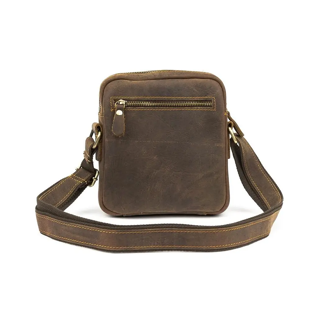 Невеликий шкіряний месенджер коричневого кольору Tiding Bag M39-681DB - фото 5