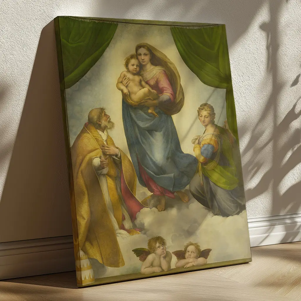 Інтер'єрна картина Сікстинська Мадонна, Рафаель, Raphael, Sistine Madonna, релігійний декор, 80×60 см (id6652) - фото 11