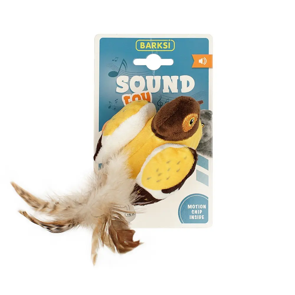 Іграшка для котів Barksi Sound Toy Пташка з Датчиком Торкання та Звуковим Чіпом 17 см - фото 2