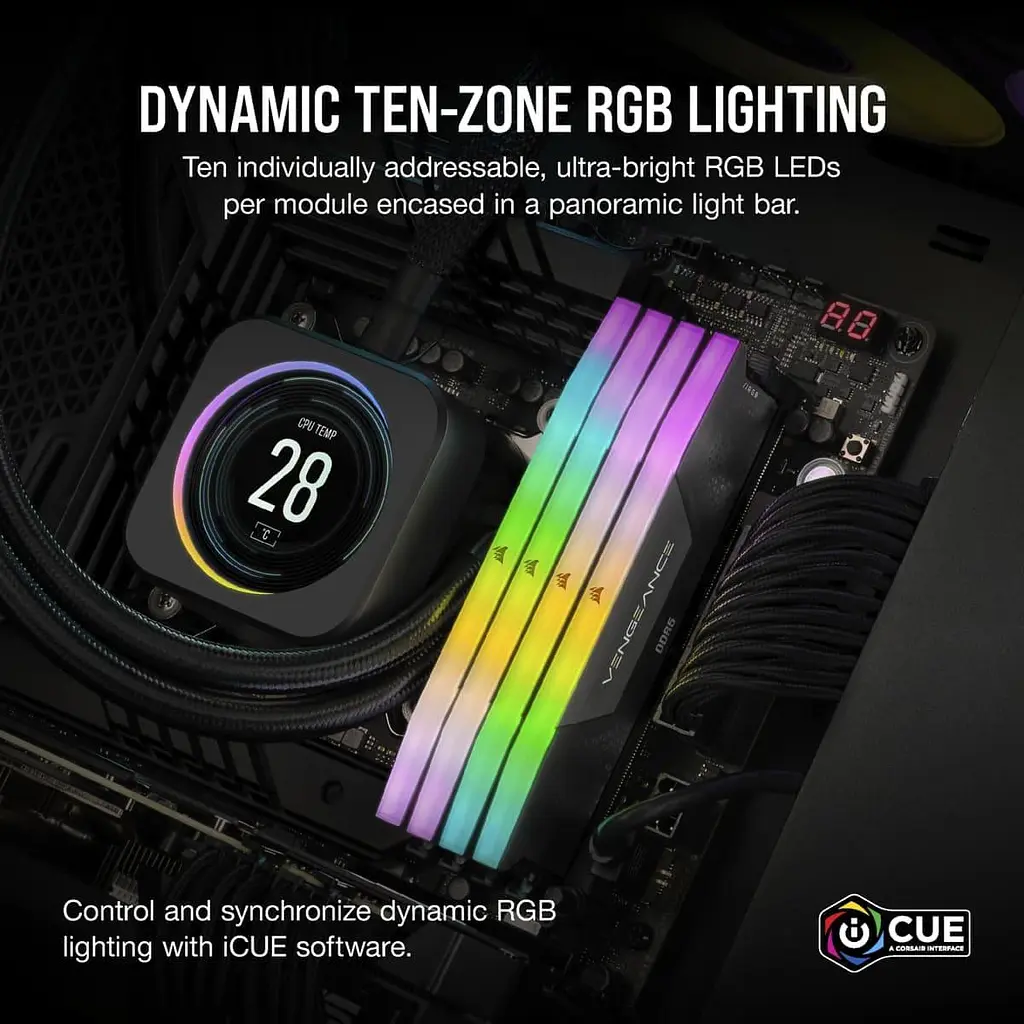 Модуль пам'яті Corsair DDR5 32GB (2x16) 6000MHz Vengeance RGB Black (CMH32GX5M2M6000Z36) - фото 4