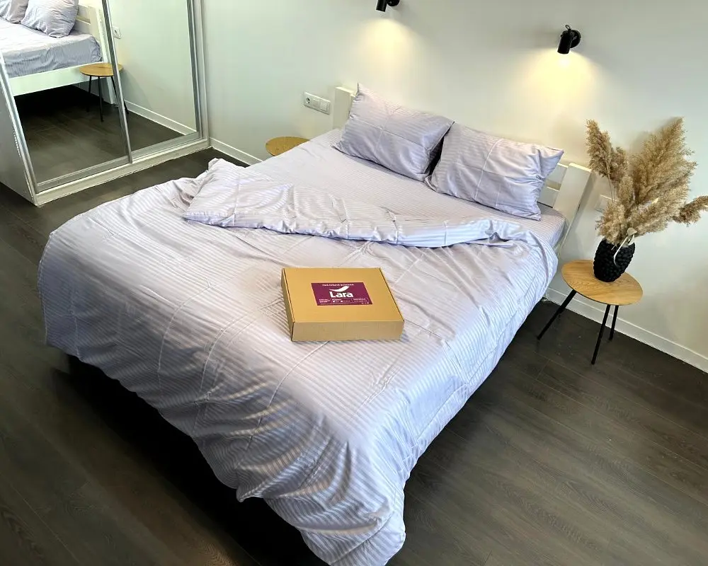 Постільна білизна LARA сатин-страйп LUX lavander d13181е євро - фото 4