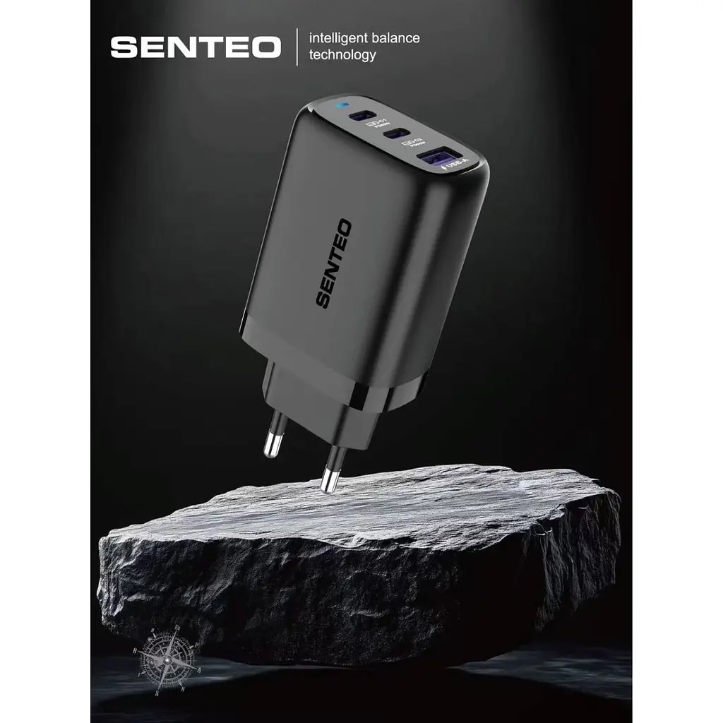 Мережевий зарядний пристрій Senteo T-08 PD+QC3.0 65 Вт чорний [175168] - фото 2
