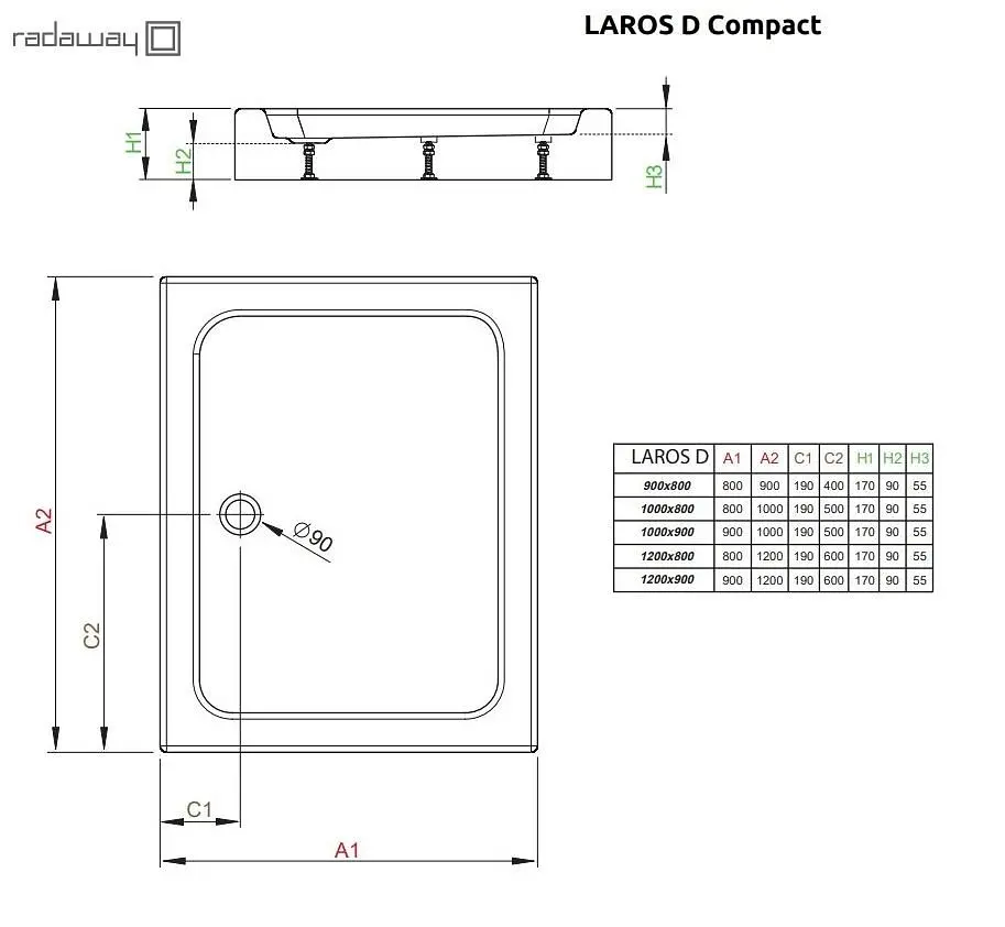 Душевой поддон Radaway Laros D 100x90 SLD91017-01 - фото 5
