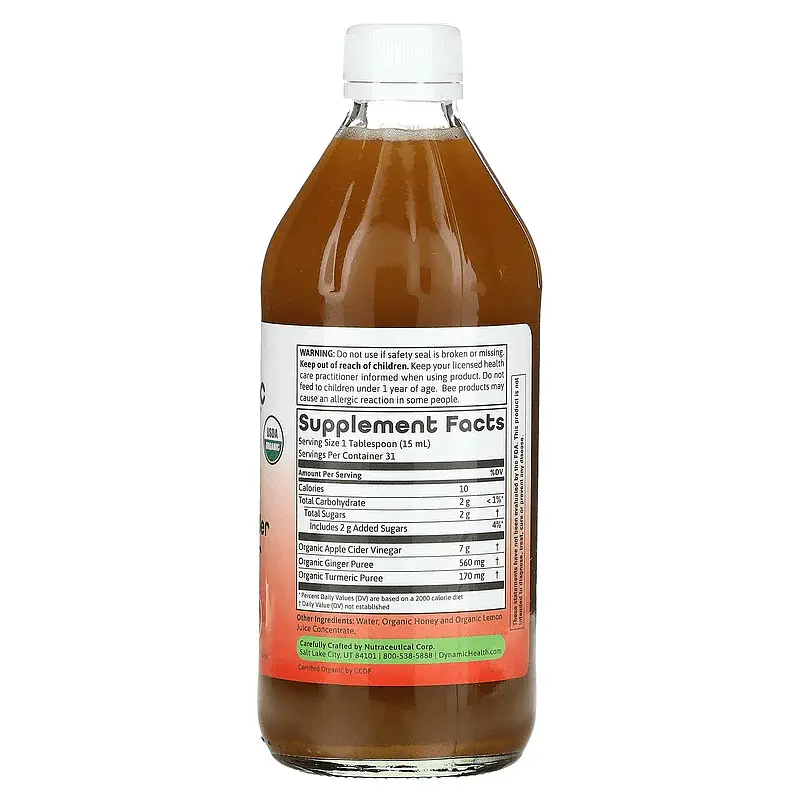 Яблучний оцет Apple Cider Vinegar Detox Tonic 473 ml - СКЛО Dynamic Health vit0004680 - фото 2