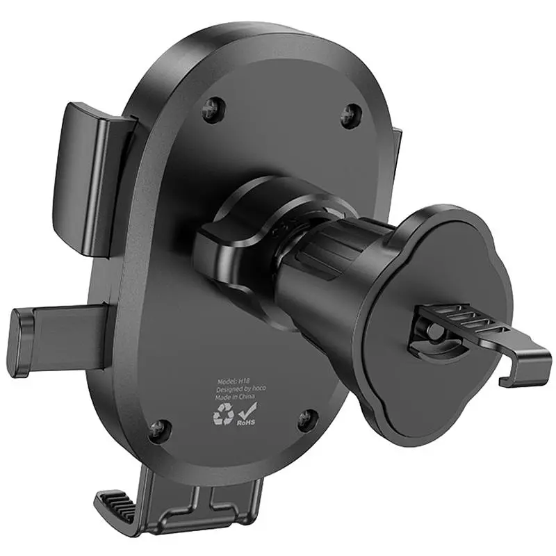 Автодержатель Hoco H18 Mighty one-button (воздухозаборник) Черный - фото 4