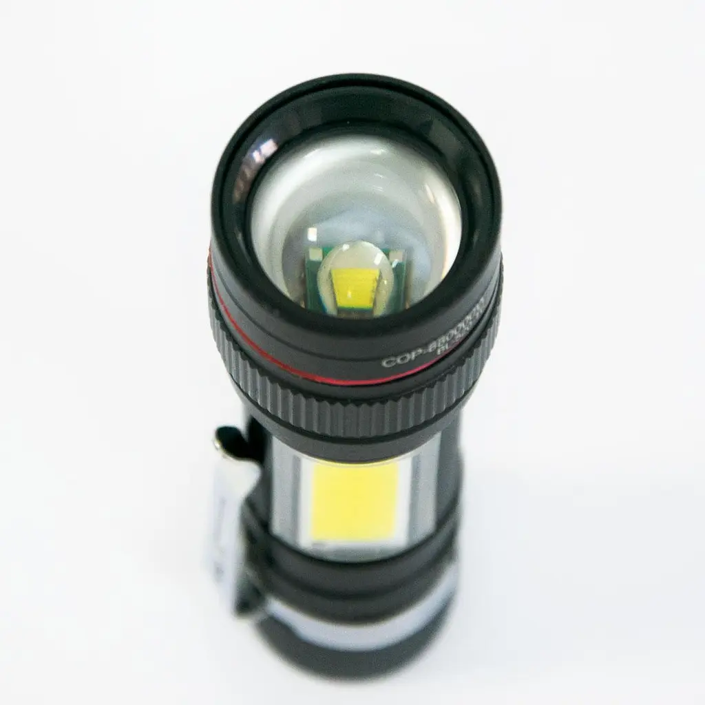 Фонарик X-Balog BL-520-T6 ручной аккумуляторный черный, светодиодный T6+COB, с USB зарядкой и Zoom-фокусом - фото 6