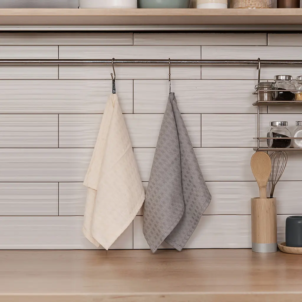 Набор вафельных полотенец для Sonex Cleo 40х60 см, 2 шт. серый и бежевый (SO102550)  - фото 3