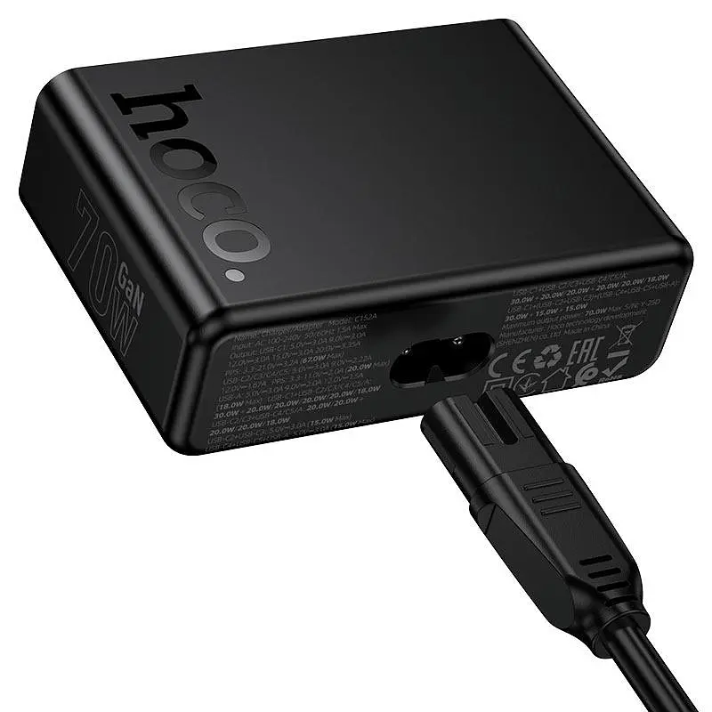 Сетевое зарядное устройство Hoco C152A Modern PD70W 6-port(5C1A) desktop charger(EU) Черный - фото 3