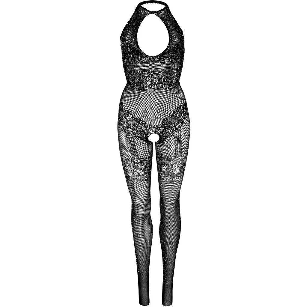 Leg Avenue RhinestOne Lace and Net Bodystocking OS Black - фото 6