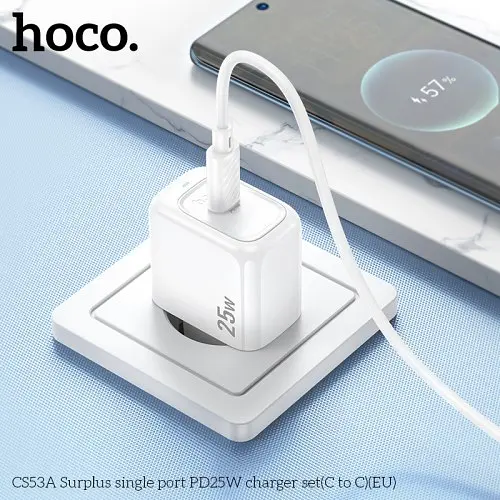 Сітчастий зарядний пристрій HOCO CS53A Surplus port PD25W charger set(C to C) білий - фото 5